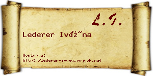 Lederer Ivána névjegykártya